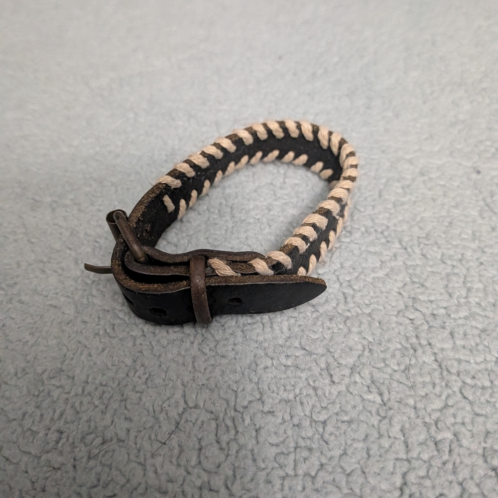 Brown and Cream Leathe  Buckle Bracelet